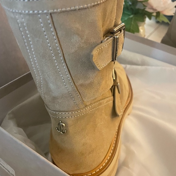 18- JIMMY CHOO Suede Stucco/Natural Boot - Picture 5 of 14